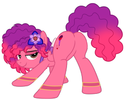 Size: 7533x5944 | Tagged: safe, artist:ejlightning007arts, ruby jubilee, pegasus, pony, bridlewoodstock (make your mark), g4, g5, my little pony: make your mark, my little pony: make your mark chapter 4, spoiler:g5, spoiler:my little pony: make your mark, spoiler:my little pony: make your mark chapter 4, spoiler:mymc04e01, bracelet, butt, butt focus, choker, colored wings, face down ass up, flower, g5 to g4, generation leap, gradient mane, jewelry, looking back, plot, presenting, presenting butt, seductive, sexy, simple background, transparent background, vector, wings