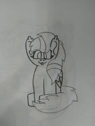 Size: 720x960 | Tagged: safe, artist:acid flask, oc, oc only, oc:midnight flask, bat pony, 2d, adorable face, cute, female, mare, sitting, traditional art