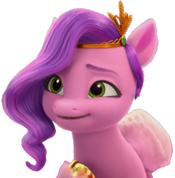 Size: 759x768 | Tagged: safe, edit, edited screencap, screencap, pipp petals, pegasus, pony, g5, mane smelody, my little pony: make your mark, my little pony: make your mark chapter 5, spoiler:g5, spoiler:my little pony: make your mark, spoiler:my little pony: make your mark chapter 5, spoiler:mymc05e05, 3d, background removed, colored hooves, female, folded wings, gold hooves, green eyes, hoof on chest, hooves, jewelry, looking away, looking up, mare, pink mane, png, purple mane, simple background, smiling, solo, standing, tiara, transparent background, wings