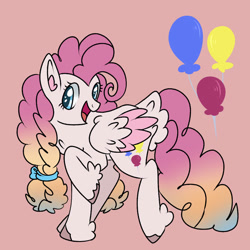 Size: 894x894 | Tagged: safe, artist:silverartmoon, pinkie pie, pegasus, pony, g4, pegasus pinkie pie, race swap, redesign, solo