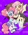 Size: 1748x2155 | Tagged: safe, artist:hedgehog29271, fluttershy, pinkie pie, bat, bat pony, pegasus, pony, g4, my little pony: friendship is magic, scare master, afro puffs, bat ponified, chest fluff, clothes, costume, cute, diapinkes, duo, fangs, female, flutterbat, mare, nightmare night, nightmare night costume, open mouth, pinkie puffs, race swap, roller skates, shyabetes, skates, tongue out, watermark