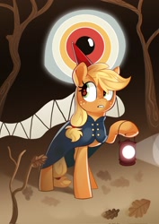 Size: 1448x2048 | Tagged: safe, artist:anotherdeadrat, applejack, earth pony, pony, g4, clothes, costume, female, lantern, mare, over the garden wall, solo, tree, wirt