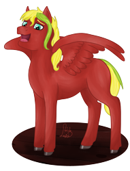 Size: 2139x2795 | Tagged: safe, artist:loopina, oc, oc:red pleasure, pegasus, pony, high res, male, poctober, simple background, smiling, solo, stallion, transparent background