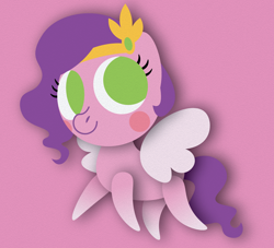 Size: 1650x1500 | Tagged: safe, artist:prixy05, pipp petals, pegasus, pony, g5, adorapipp, coat markings, cute, diadem, female, flying, headband, jewelry, lineless, mare, pink background, regalia, simple background, smiling, socks (coat markings), solo