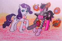 Size: 3702x2427 | Tagged: safe, artist:mettaton, rarity, alicorn, pony, unicorn, g4, clothes, crossover, high res, marker drawing, mettaton ex, shoes, traditional art, undertale