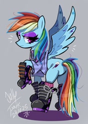 Size: 1240x1754 | Tagged: safe, artist:jully-park, gameloft, rainbow dash, pegasus, pony, g4, my little pony: magic princess, edgy rainbow dash, female, goth, mare, solo, spread wings, wings