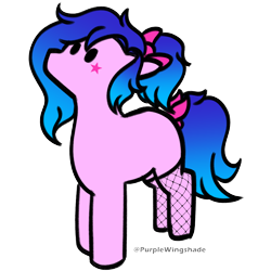 Size: 3000x3000 | Tagged: safe, artist:purple wingshade, part of a set, oc, oc only, oc:neon, bow, fishnet stockings, high res, pink coat, simple background, solo, stars, tail, transparent background