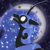 Size: 1920x1920 | Tagged: safe, artist:lia~r, nightmare moon, alicorn, pony, g4, angry, antagonist, blank eyes, blue mane, blurry, bust, colored pupils, curved horn, digital art, ethereal mane, fangs, female, flowing mane, gritted teeth, helmet, horn, long horn, looking up, mare, moon, moonlight, night, peytral, portrait, signature, solo, starry mane, stars, teeth, villainess