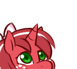 Size: 400x358 | Tagged: safe, artist:askredribbon, artist:redintravenous, oc, oc only, oc:red ribbon, pony, unicorn, ask red ribbon, female, mare, simple background, solo, transparent background