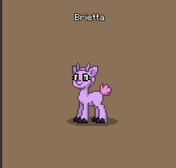 Size: 401x384 | Tagged: safe, oc, oc only, oc:brietta, changedling, changeling, deer, hybrid, pony, pony town, brown background, cloven hooves, do not steal, horn, horns, hybrid oc, offspring, original character do not steal, parent:bramble, parent:ocellus, pink mane, pink tail, simple background, tail