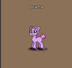 Size: 401x384 | Tagged: safe, oc, oc only, oc:brietta, changedling, changeling, deer, hybrid, pony, pony town, brown background, cloven hooves, do not steal, horn, horns, hybrid oc, offspring, original character do not steal, parent:bramble, parent:ocellus, parents:bramblecellus, pink mane, pink tail, simple background, tail