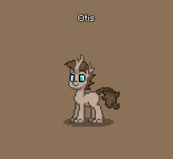 Size: 395x364 | Tagged: safe, oc, oc only, oc:otis, changedling, changeling, deer, hybrid, pony, pony town, brown background, do not steal, hybrid oc, male, offspring, original character do not steal, parent:bramble, parent:ocellus, simple background, solo
