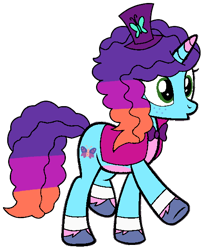 Size: 480x589 | Tagged: safe, artist:noi kincade, misty brightdawn, pony, unicorn, g4, g5, clothes, costume, female, g5 to g4, generation leap, halloween, hat, holiday, magician, rebirth misty, simple background, solo, transparent background, vest