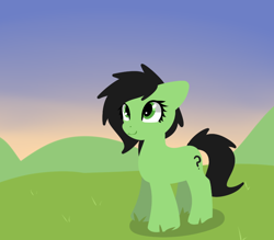 Size: 814x713 | Tagged: safe, artist:neuro, oc, oc only, oc:filly anon, earth pony, pony, female, filly, foal, looking up, smiling, solo