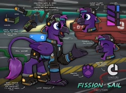 Size: 4000x2953 | Tagged: safe, artist:selenophile, oc, oc only, oc:fission sail, griffon, explicit source, griffon oc, reference sheet, solo