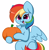 Size: 3384x3421 | Tagged: safe, artist:kittyrosie, rainbow dash, pegasus, pony, g4, belly, chest fluff, cute, dashabetes, female, food, high res, leg hold, mare, one wing out, open mouth, open smile, partially open wings, pumpkin, simple background, sitting, smiling, solo, white background, wings, ych example, your character here