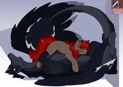 Size: 1100x778 | Tagged: safe, artist:arctic-fox, oc, oc only, dragon, pony, unicorn, dragon oc, horn, non-pony oc, sleeping, unicorn oc