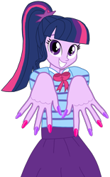 Size: 3437x5540 | Tagged: safe, artist:chrismc373, sci-twi, twilight sparkle, equestria girls, g4, clothes, female, nail polish, ponytail, simple background, solo, transparent background