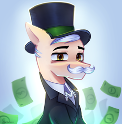 Size: 2940x2982 | Tagged: safe, artist:opal_radiance, oc, earth pony, pony, high res, mr. monopoly, ponified, solo