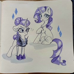 Size: 3062x3072 | Tagged: safe, artist:jsunlight, rarity, pony, unicorn, g4, alternate hairstyle, alternate timeline, high res, night maid rarity, nightmare takeover timeline, solo, traditional art, watercolor painting
