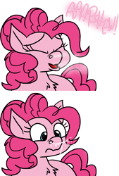 Size: 9145x13497 | Tagged: safe, artist:graymist, pinkie pie, g4, absurd resolution, comic, cute, dripping, humor, mane, messy mane, mucus, nostril flare, nostrils, open mouth, simple background, sneeze cloud, sneezing, snot, snot string, surprised, transparent background