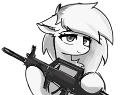 Size: 1080x813 | Tagged: safe, artist:ponywar1997, oc, oc only, oc:dan, pegasus, pony, assault rifle, bullpup, gun, qbz 95, rifle, simple background, sketch, solo, weapon, white background