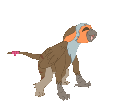 Size: 598x532 | Tagged: safe, alternate character, alternate version, artist:euspuche, oc, oc only, oc:thumbtack, griffon, animated, commission, dance till you die dog, dancing, gif, griffon oc, simple background, smiling, smug, solo, transparent background