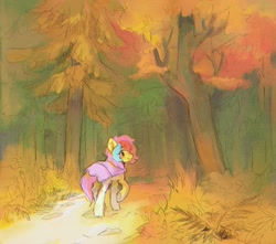Size: 2048x1814 | Tagged: safe, artist:dearmary, oc, oc only, oc:cuihua, pony, cute, female, forest, looking at you, looking back, looking back at you, mare, scenery, sketch, solo