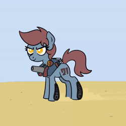 Size: 600x600 | Tagged: safe, artist:superderpybot, oc, oc only, original species, pony, tank pony, animated, determined look, loud, music, ponified, ponified vehicle, simple background, sound, species swap, tank (vehicle), webm
