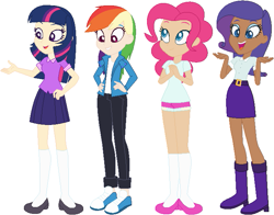 Size: 697x547 | Tagged: safe, artist:sturk-fontaine, pinkie pie, rainbow dash, rarity, twilight sparkle, human, equestria girls, g4, base used, human coloration, simple background, white background