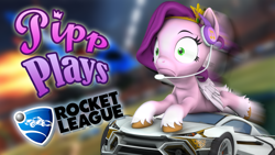 Size: 1920x1080 | Tagged: safe, artist:pika-robo, pipp petals, pegasus, pony, series:pipp plays, g4, g5, 3d, car, fake thumbnail, female, frown, g5 to g4, gamer pipp, gaming headset, generation leap, headset, let's play, mare, rocket league, shrunken pupils, source filmmaker, youtube thumbnail