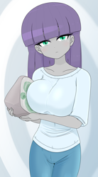 Size: 2015x3642 | Tagged: safe, alternate version, artist:batipin, maud pie, equestria girls, g4, arm under breasts, big breasts, breast squish, breasts, busty maud pie, female, high res, looking at you, solo