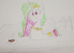 Size: 1840x1331 | Tagged: safe, artist:铮, princess celestia, mlp fim's thirteenth anniversary, g4, solo, traditional art