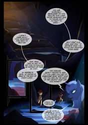 Size: 1240x1754 | Tagged: safe, artist:lunarcakez, princess luna, oc, oc:scarlett rain, pony, comic:the origins of hollow shades, g4, comic, s1 luna