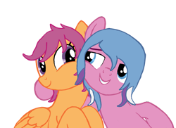 Size: 2155x1569 | Tagged: safe, artist:starisenby, scootaloo, scooter sprite, earth pony, pegasus, pony, mlp fim's thirteenth anniversary, g3, g4, base used, cute, cutealoo, duo, female, g3 to g4, generation leap, mare, older, older scootaloo, scooterbetes, simple background, transparent background
