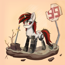 Size: 1800x1800 | Tagged: safe, artist:weiling, oc, oc only, oc:blackjack, pony, unicorn, fallout equestria, fallout equestria: project horizons, fanfic art, solo, sword, weapon