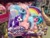 Size: 2048x1536 | Tagged: safe, human, pony, unicorn, ages 3+, bootleg, colored horn, female, hand, horn, incorrect hair placement, irl, irl human, mare, mother and child, mother and daughter, photo, trio, zuru sparkle girlz