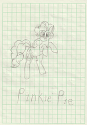 Size: 1561x2242 | Tagged: safe, artist:carl pony, pinkie pie, earth pony, pony, g4, cute, female, graph paper, looking at you, mare, smiling, smiling at you, solo, traditional art