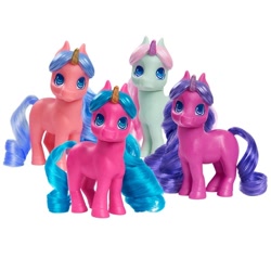 Size: 768x768 | Tagged: safe, pony, unicorn, bootleg, colored horn, female, group, hairmazing unicorn, horn, quartet, simple background, standing, white background