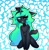 Size: 1877x1914 | Tagged: safe, artist:minty--fresh, oc, oc:minty fresh, monster pony, original species, spiderpony, semi-anthro, arm hooves, chest fluff, four eyes, heart, heart eyes, kneeling, mandibles, multicolored hair, one eye closed, solo, wingding eyes, wink