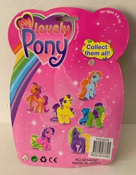 Size: 1125x1444 | Tagged: safe, earth pony, pony, g3, backcard, barcode, bootleg, collect them all, female, group, looking at you, looking back, looking back at you, made in china, mare, my lovely pony, photo, rearing, sextet, sitting, standing, stock vector