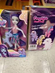 Size: 1536x2048 | Tagged: safe, alicorn, human, pony, equestria girls, g4, barcode, bootleg, boots, choking hazard, clothes, doll, female, irl, mare, not rarity, not twilight sparkle, photo, ponytopia, ponytopia picnic pony, shoes, skirt, tank top, toy