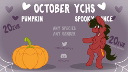 Size: 1920x1080 | Tagged: safe, artist:euspuche, oc, oc only, oc:cloud rider, oc:liliya krasnyy, animated, commission, halloween, holiday, pumpkin, reference sheet, spooky dance meme, text, ych example, your character here
