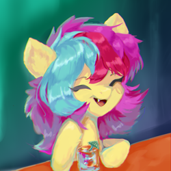 Size: 2300x2300 | Tagged: safe, artist:remainatto, oc, oc:cuihua, earth pony, pony, drink, earth pony oc, female, high res, mare, smiling, solo