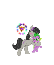 Size: 960x1152 | Tagged: safe, artist:real end, octavia melody, spike, dragon, earth pony, pony, g4, duo, female, hug, male, ship:spiketavia, shipping, simple background, spikelove, straight, transparent background