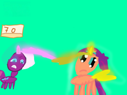 Size: 1080x810 | Tagged: safe, opaline arcana, sunny starscout, alicorn, pony, g5, my little pony: tell your tale, fake, fake thumbnail, faker than a three dollar bill, magic