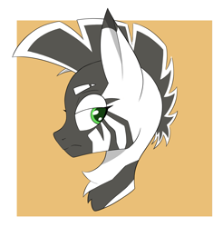 Size: 1787x1813 | Tagged: safe, artist:sketchik, oc, zebra, bust, chest fluff, inktober, looking back, not zecora, portrait, simple background, stripes, zebra oc