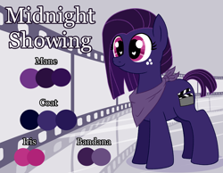 Size: 4500x3500 | Tagged: safe, artist:legendoflink, oc, oc only, oc:midnight showing, bandana, female, heart, heart eyes, mare, reference sheet, solo, wingding eyes