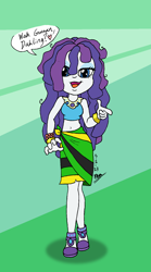 Size: 1080x1936 | Tagged: safe, artist:tmntsam, rarity, human, equestria girls, g4, accent, darling, dreadlocks, hairity, jamaica, jamaican, jamaican flag, midriff, rasta, sexy, signature, solo, speech bubble, text