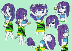 Size: 3507x2480 | Tagged: safe, artist:tmntsam, rarity, human, equestria girls, g4, alternate hairstyle, blunt, cigar, clothes, dancing, dreadlocks, drugs, geode of shielding, hairity, high res, jamaica, jamaican flag, joint, magical geodes, marijuana, midriff, pose, rasta, sarong, sexy, signature, simple background, smoking, sports bikini, sports bra, sports swimsuit